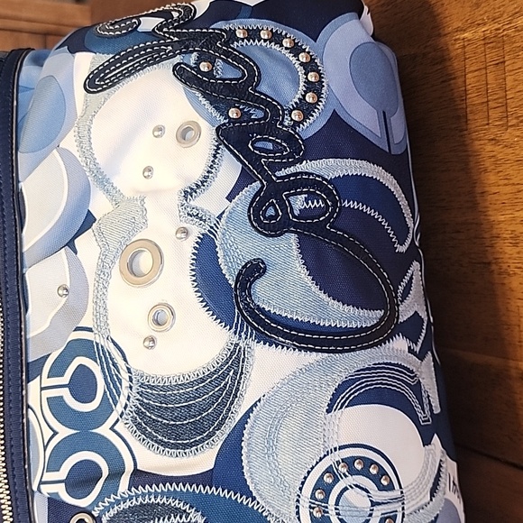 Coach Poppy Signature Blue Denim Zip Top Tote - Picture 8 of 16